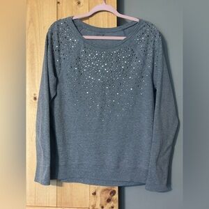 Women’s apt. 9 gray embellished crew neck sweatshirt